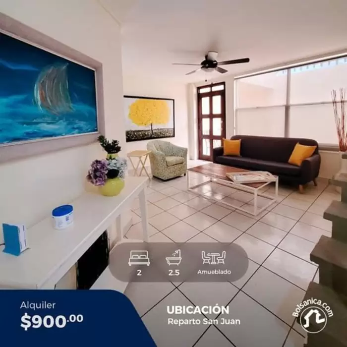 $900.00 Alquiler de Apartamentos en Reparto San Juan