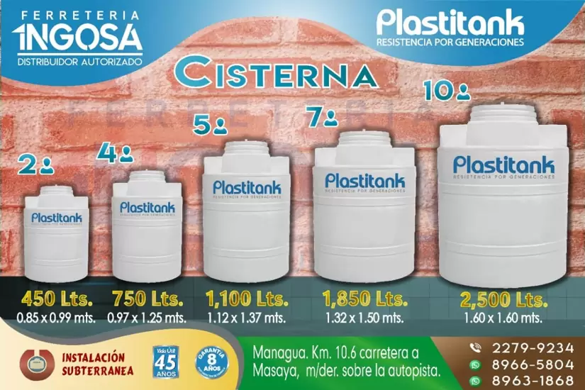 $1,078.00 Cisterna 450 a 2,500 L. Industrial Tri-capa. #PLASTITANK #Managua #Nicaragua
